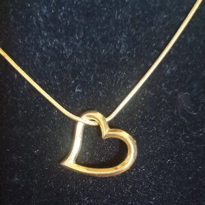 Gold-Tone Heart Pendant on a Gold Tone Cable Chain